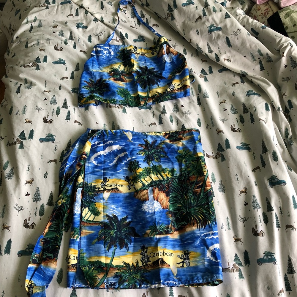 two piece island wrap dress
